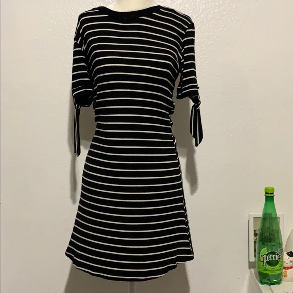 black and white striped dress